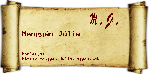 Mengyán Júlia névjegykártya